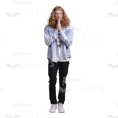 Long Haired Man Prayer Gesture Cutout Photo-0