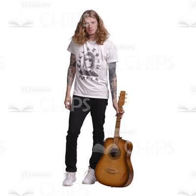Long Haired Man Holding Acoustic Guitar Cutout Photo-0