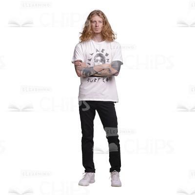 Confident Long Haired Man Crossed Arms Cutout Picture-0