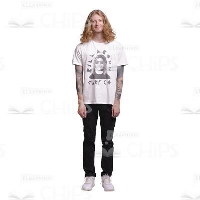 Cutout Picture Of Smiling Long Haired Man -0