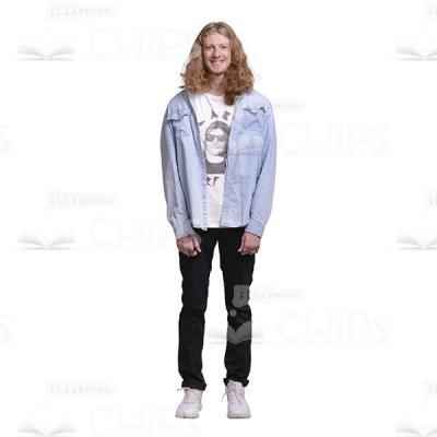 Cutout Picture Of Long Haired Man Looking Happy-0