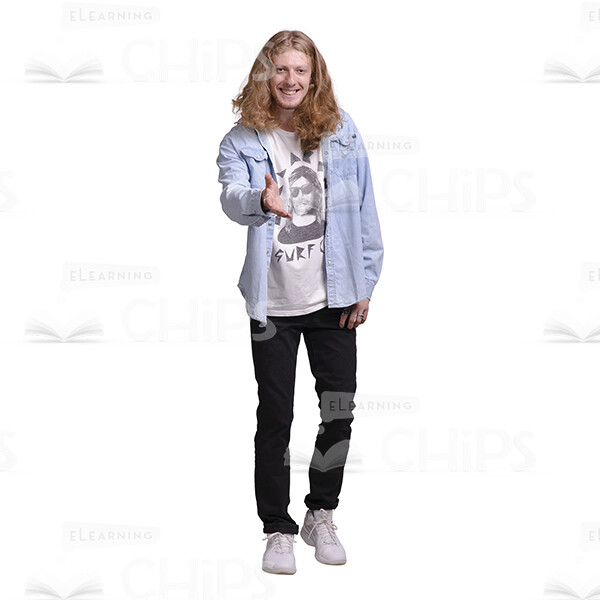 Friendly Long Haired Guy Greeting Cutout Photo-0