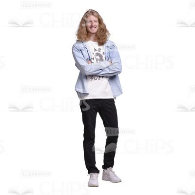 Friendly Long Haired Guy Crossed Arms Cutout Photo -0