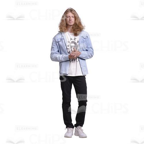 Attentively Looking Guy Crossed Arms Cutout Photo-0