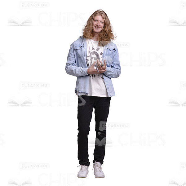 Smiling Long Haired Man Standing Cutout Photo -0