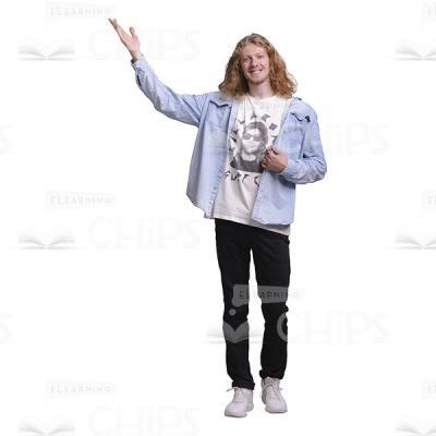 Smiling Man Pointing Up Cutout Photo-0