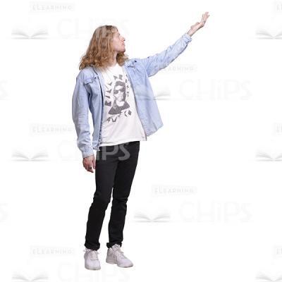 Long Haired Guy Pointing Up Cutout Photo-0