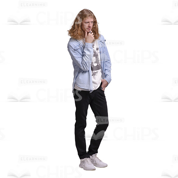 Serious Cutout Young Man With Long Haircut Thinking -0 Serious Cutout Young Man With Long Haircut Thinking -0