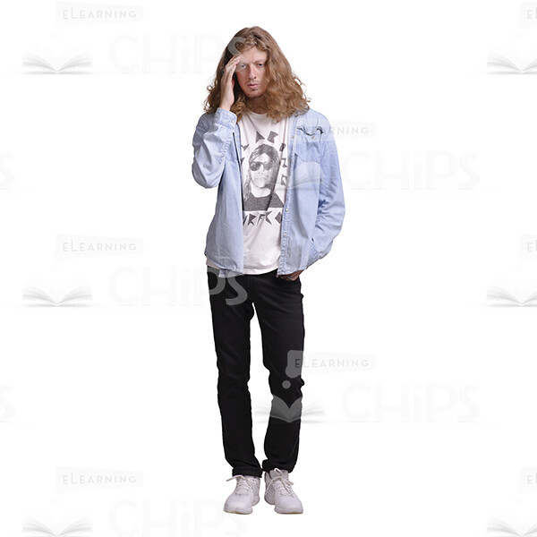 Worried Long Haired Man Cutout Picture-0