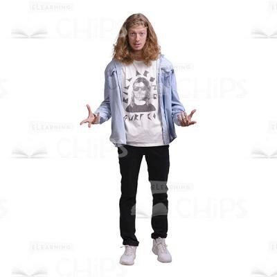 Long Haired Guy Throwing Hands Aside Cutout Photo-0