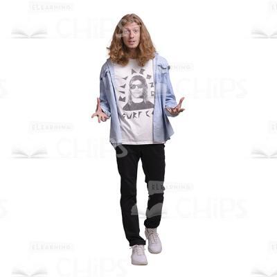 Surprised Long Haired Guy Talking Cutout Photo-0