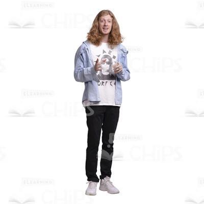 Long Haired Man Gesturing And Explaining Cutout Photo-0
