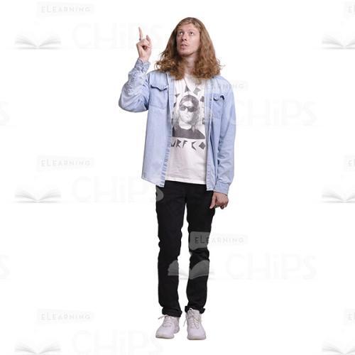 Attentive Guy Pointing Upwards Cutout Picture-0