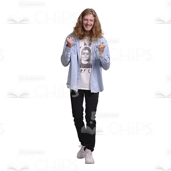 Happy Long Haired Man Says "Yes" Cutout Picture-0