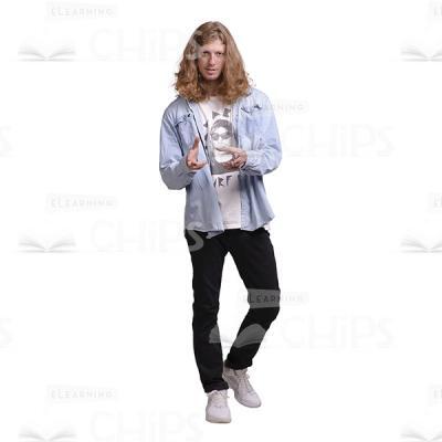 Nice Young Man Pointing With Both Hands Cutout Photo-0