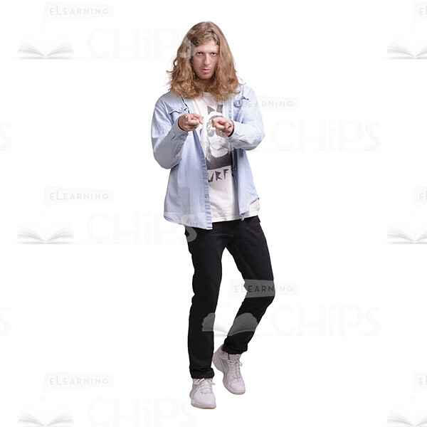 Long Haired Young Man Pointing At You Cutout Picture-0