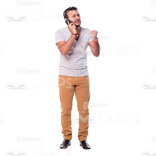 Disheveled Latino Man Talking The Phone Cutout-0