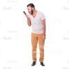 Angry Latino Man Screaming On Phone Cutout-0