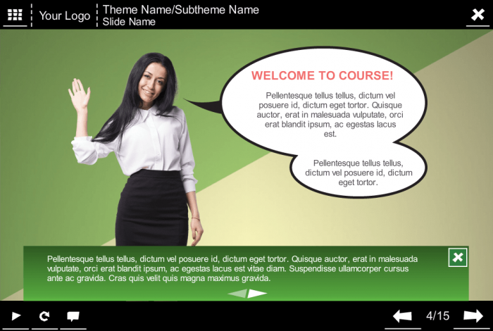 Cutout Business Lady With Callout — Storyline eLearning Template