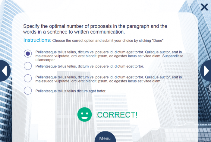 Single Choice Test With Correct Answer — eLearning Lectora Course Player