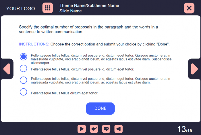 Single Choice Question — Lectora eLearning Template