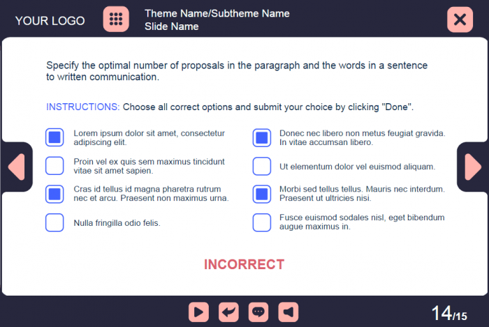 Multiple Choice Test — eLearning Lectora Template