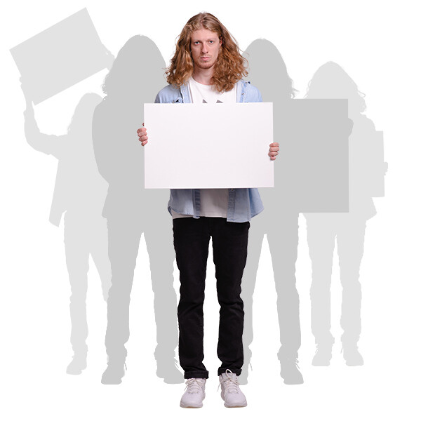 Long Haired Man Holding Board Cutout Photo Pack-0