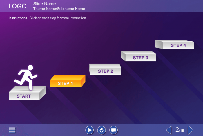 Steps on Purple Background — eLearning Template for Articulate Storyline