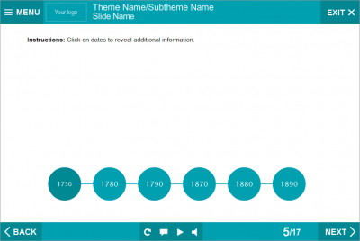 Timeline with Six Round Buttons — Download Lectora Template