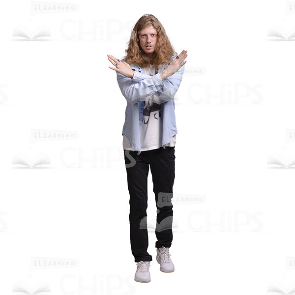 Long Haired Young Man's Top Poses Cutout Photo Pack-25034