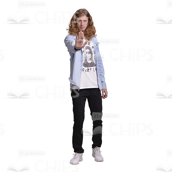 Long Haired Young Man's Top Poses Cutout Photo Pack-25035