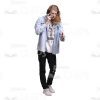 Young Man With Long Haircut Using Mobile Phone Cutout Photo Pack-25079