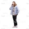 Young Man With Long Haircut Using Mobile Phone Cutout Photo Pack-25090