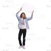 Long Haired Man Holding Board Cutout Photo Pack-25033