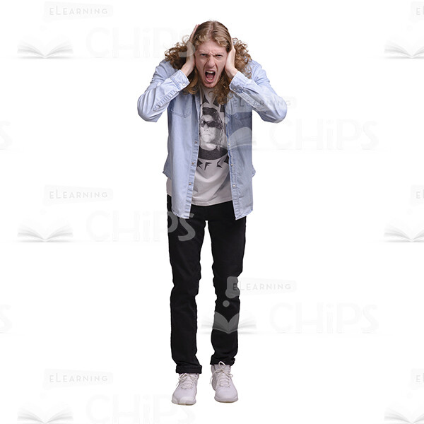 Long Haired Young Man's Top Poses Cutout Photo Pack-25037