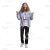 Long Haired Young Man's Top Poses Cutout Photo Pack-25039