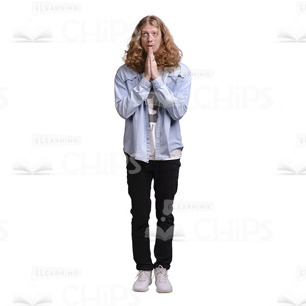Long Haired Young Man's Top Poses Cutout Photo Pack-25043