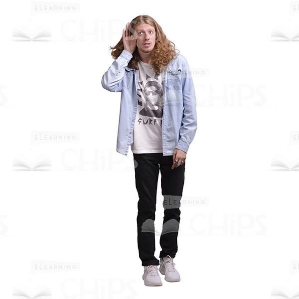 Long Haired Young Man's Top Poses Cutout Photo Pack-25044