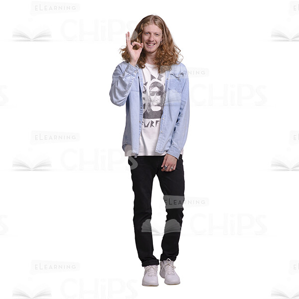 Long Haired Young Man's Top Poses Cutout Photo Pack-25045