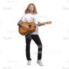 Long Haired Male Musician With Acoustic Guitar Cutout Photo Pack-25102