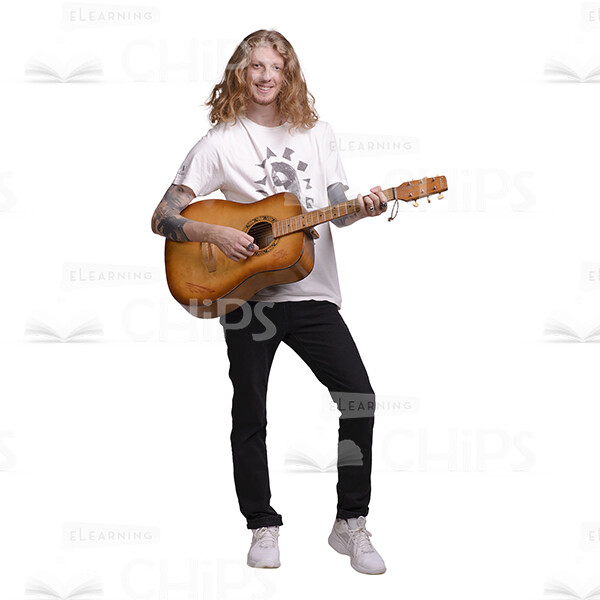 Long Haired Male Musician With Acoustic Guitar Cutout Photo Pack-25103