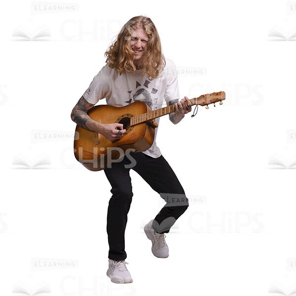 Long Haired Male Musician With Acoustic Guitar Cutout Photo Pack-25104