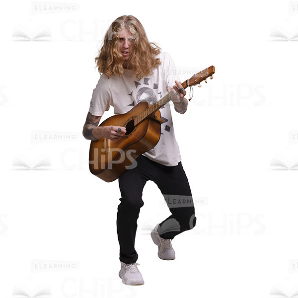 Long Haired Male Musician With Acoustic Guitar Cutout Photo Pack-25105