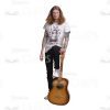 Long Haired Male Musician With Acoustic Guitar Cutout Photo Pack-25111