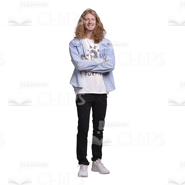 Long Haired Young Man's Top Poses Cutout Photo Pack-25049