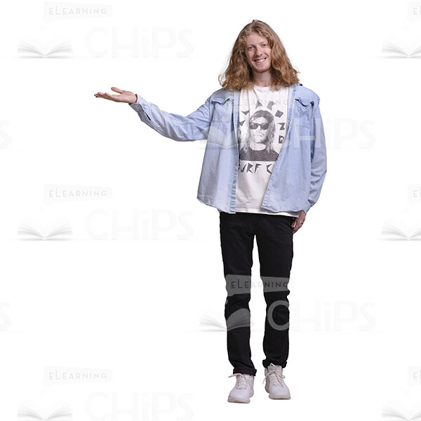 Long Haired Young Man's Top Poses Cutout Photo Pack-25050