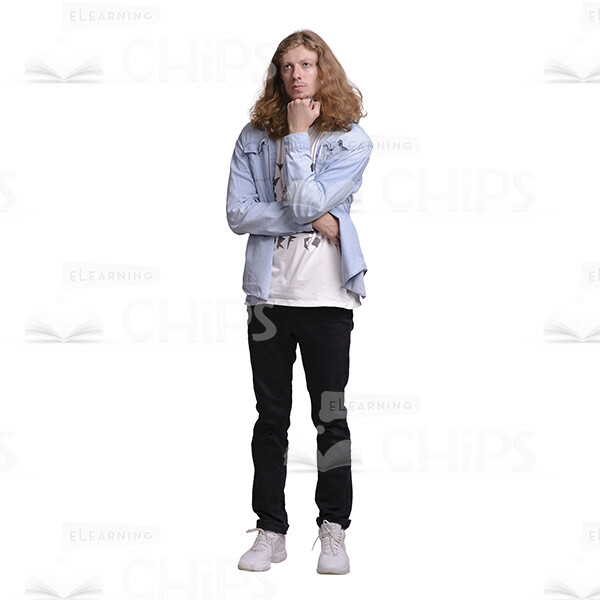 Long Haired Young Man's Top Poses Cutout Photo Pack-25056