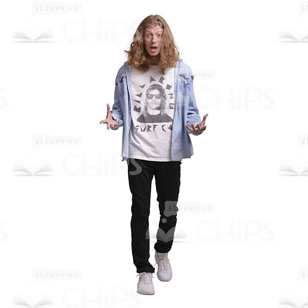 Long Haired Young Man's Top Poses Cutout Photo Pack-25058