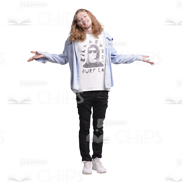 Long Haired Young Man's Top Poses Cutout Photo Pack-25060