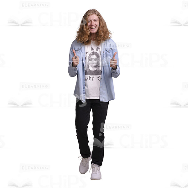 Long Haired Young Man's Top Poses Cutout Photo Pack-25062